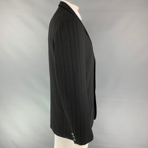 YOHJI YAMAMOTO Size M Black Stripe Wool Oversized Coat
