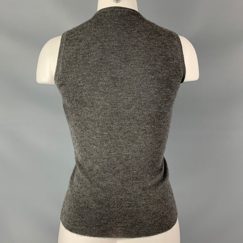 PRADA Size 4 Grey Cashmere & Silk Heather Sleeveless Tank Pullover