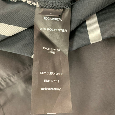 ROCHAMBEAU Size 32 Black Grey Striped Trim Polyester Flat Front Casual Pants