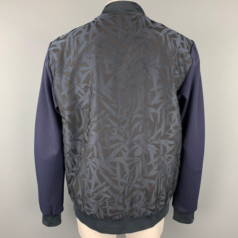 SCOTCH AND SODA Size XXL Navy Jacquard Polyester Zip Up Jacket