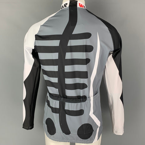 WALTER VAN BEIRENDONCK SS23 Size L Grey Graphic Nylon Jersey Bike Top