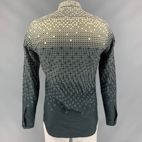 PRADA Size M Black & White Geometric Cotton Button Up Long Sleeve Shirt