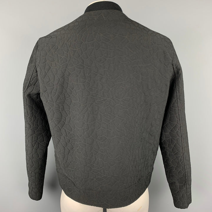 EMPORIO ARMANI Taille 46 Veste zippée en polyester texturé noir