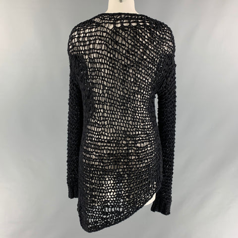 HELMUT LANG Taille P Mélange d’alpaga noir Voir à travers le pull asymétrique