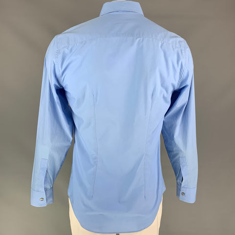 PAUL SMITH Size L Blue Embroidery Cotton Button Up Long Sleeve Shirt