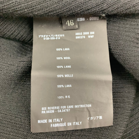PRADA Size S Black Ribbed Wool Zip Up Cardigan