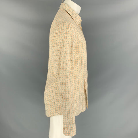 BURBERRY PRORSUM Size M Multi-Color Geometric Cotton Long Sleeve Shirt
