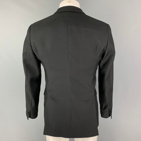 DSQUARED2 Size 38 Black Embroidery Wool Silk Peak Lapel Sport Coat