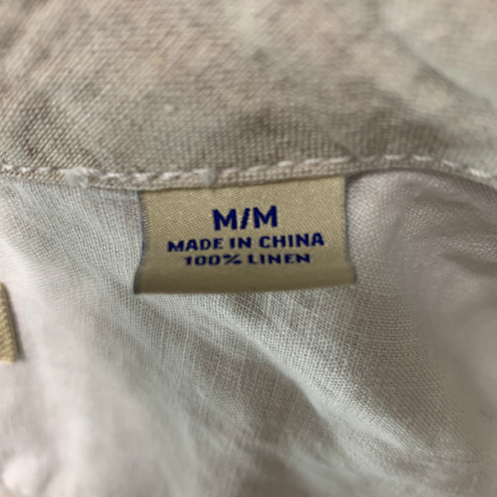 TOMMY BAHAMA Size M Beige Linen Button Up Short Sleeve Shirt