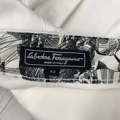 SALVATORE FERRAGAMO Talla 6 Vaqueros blancos de algodón con bragueta y cremallera