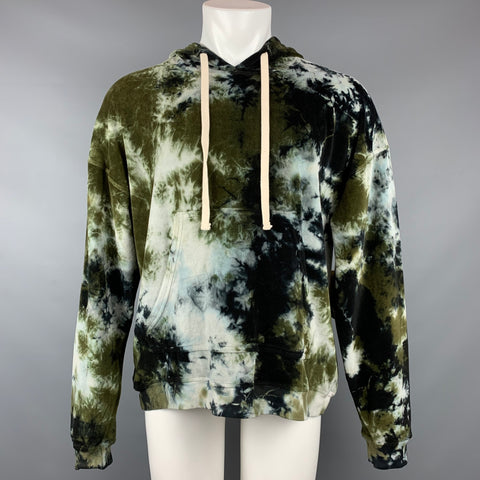 ELECTRIC & ROSE Size M Olive & Black Tie Dye Cotton Blend Hoodie Sweatshirt