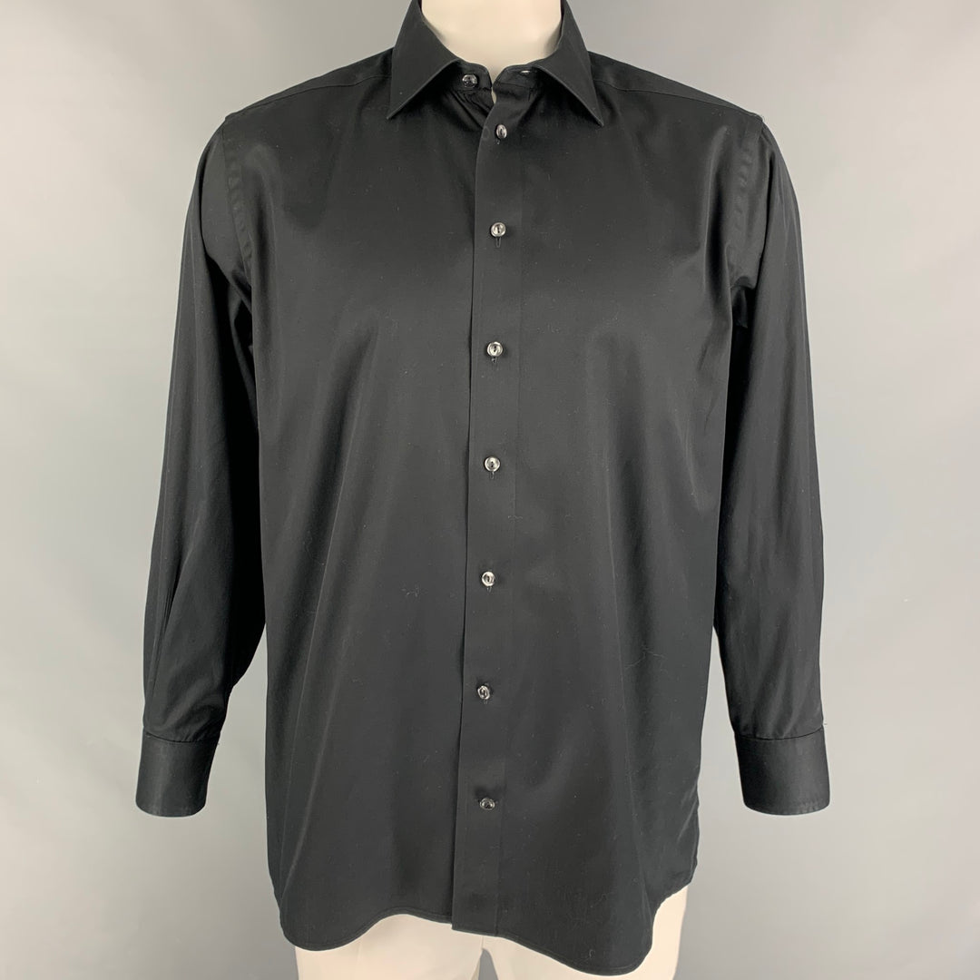 ETON Size L Black Cotton Button Down Long Sleeve Shirt