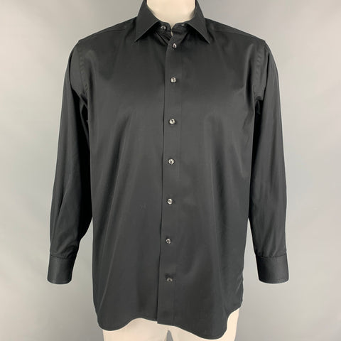 ETON Taille L Chemise à manches longues boutonnée en coton noir