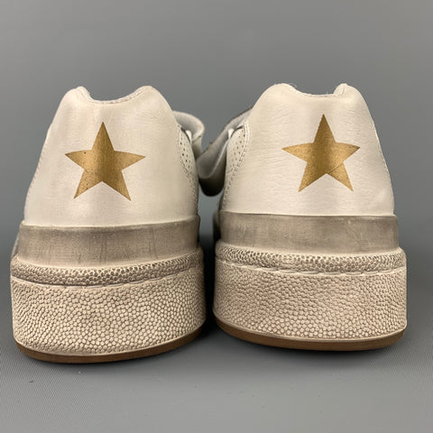 SAINT LAURENT Size 9 White Perforated Leather Low Top Sneakers