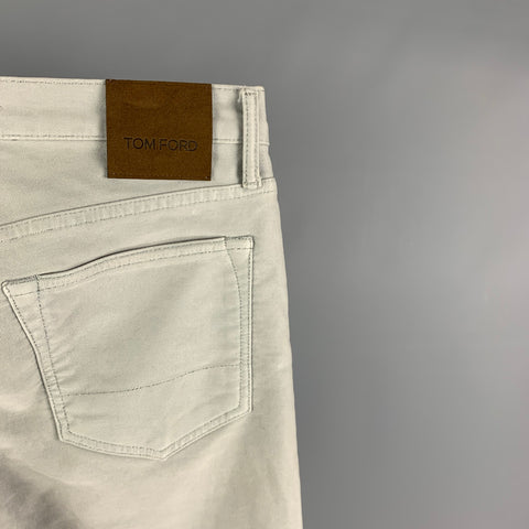 TOM FORD Size 31 Light Grey Cotton Straight Jeans
