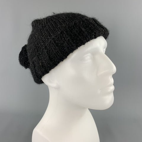 NICOLE FARHI Black Knitted Alpaca Beanie