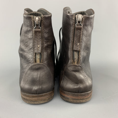MARSELL Talla 7.5 Botines de cuero marrón oscuro