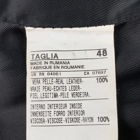 SISLEY Size 38 Black Leather Zip Up Jacket