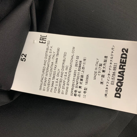 DSQUARED2 Size 42 Black Wool Silk Peak Lapel Sport Coat