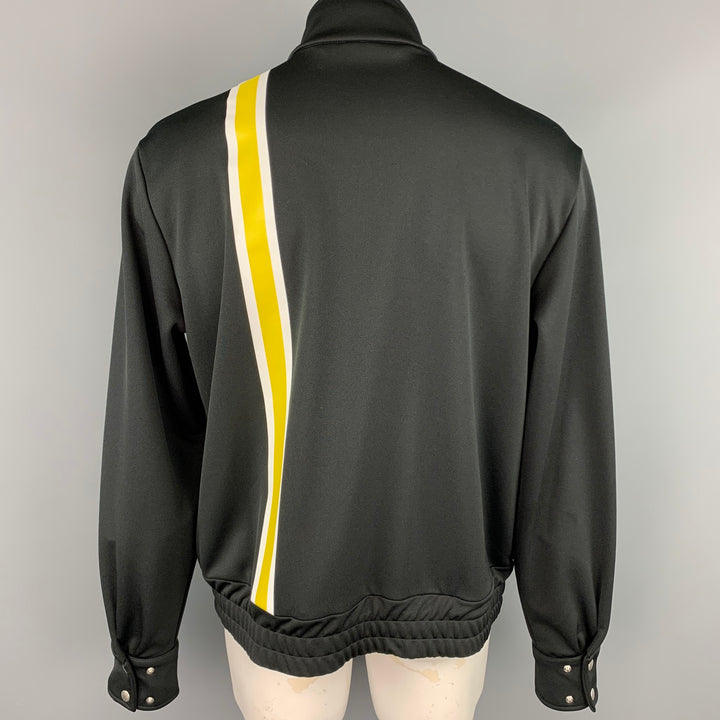 PALM ANGELS Size XL Black & Yellow Stripe Polyester Zip Up Jacket