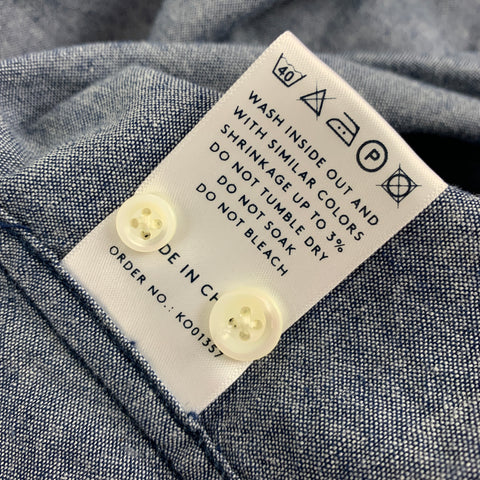 NN07 Size S Blue Cotton Button Up Long Sleeve Shirt