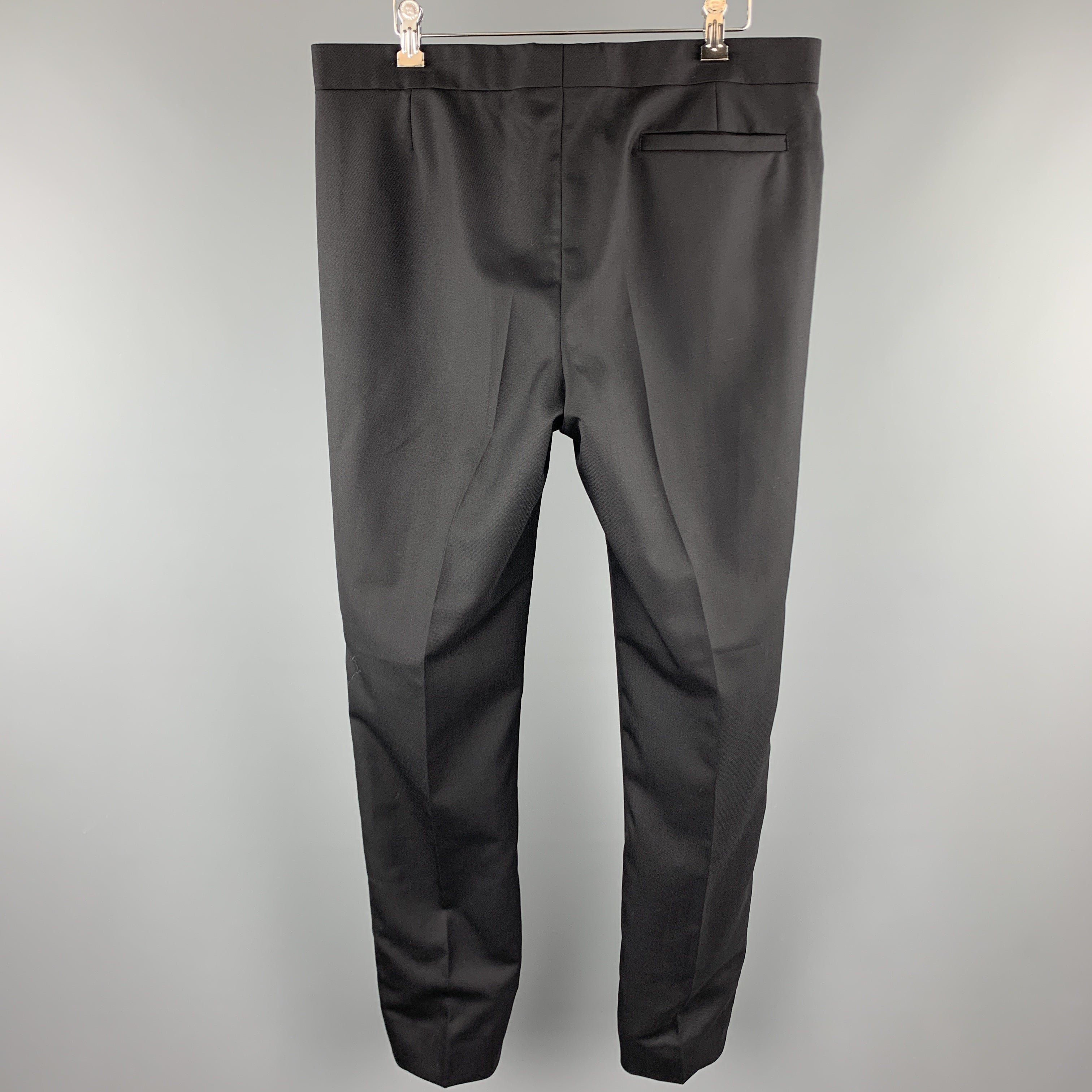 DIOR HOMME Size 34 Black Solid Wool Tuxedo Dress Pants – Sui