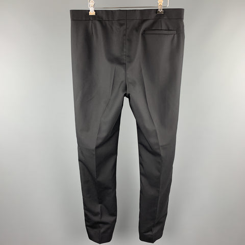 DIOR HOMME Size 34 Black Solid Wool Tuxedo Dress Pants