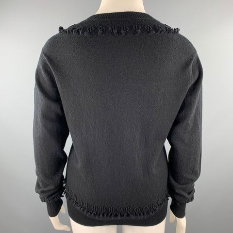 BARRIE Talla XL Jersey de punto de cachemira con cuello en V negro