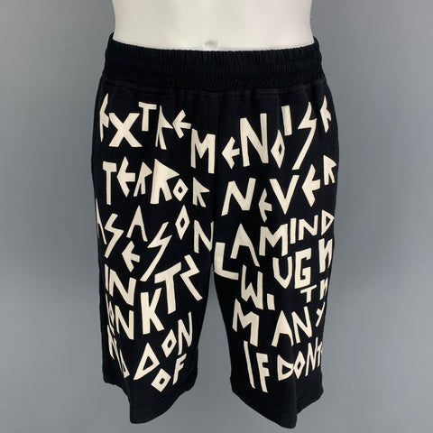 KTZ Size L Black White Print Cotton Shorts