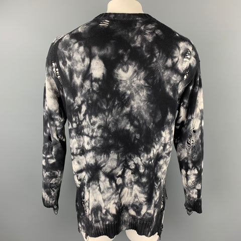 MIHARAYASUHIRO Size L Black & Grey Dyed Cotton Distressed Sweater
