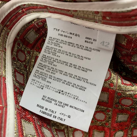 MIU MIU Size 6 Pink Red Gold Acetate Blend Textured Coat