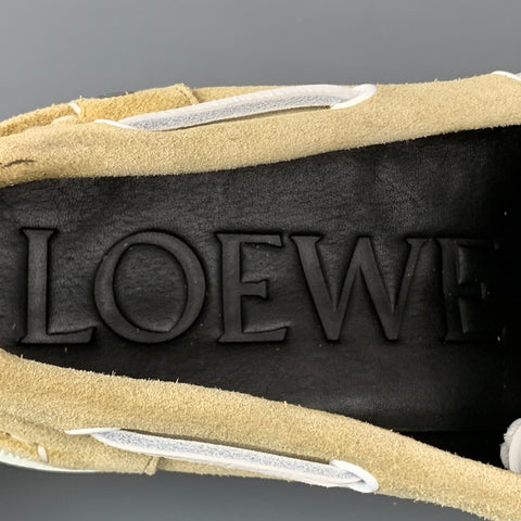 LOEWE Size 11 Natural Leather Boat Shoe Loafers