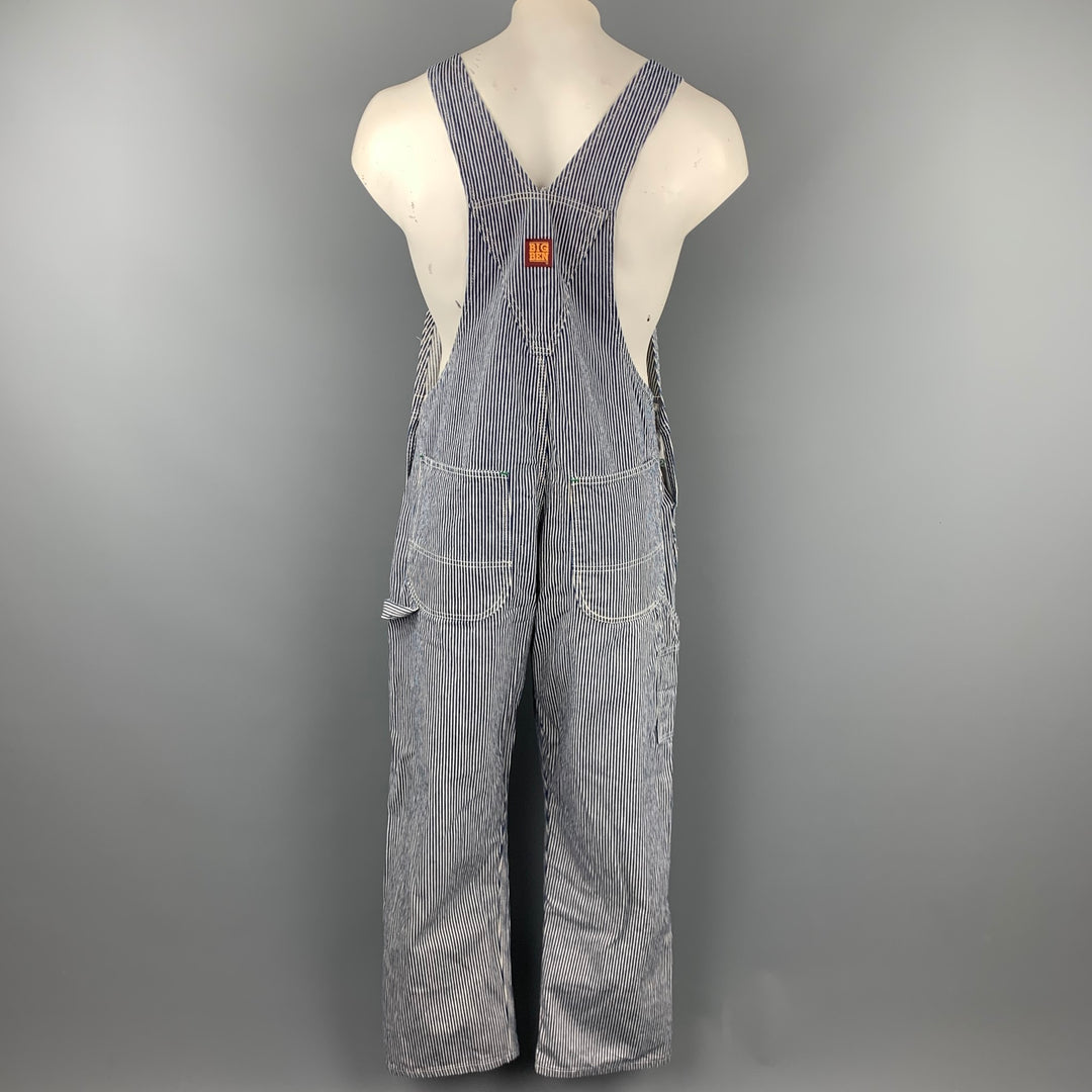 BIG BEN Size 36 Navy & White Hickory Stripe Cotton Baseball Overalls