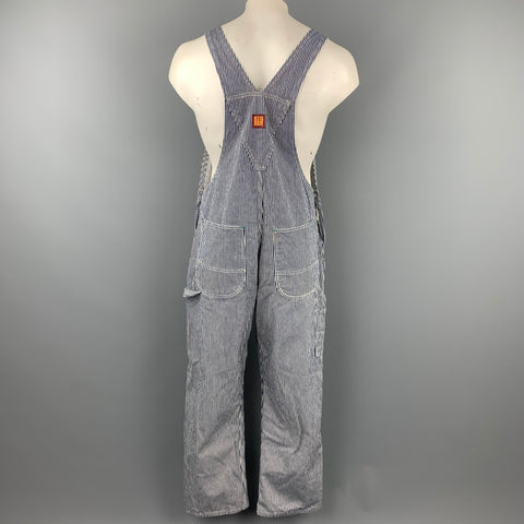 BIG BEN Size 36 Navy & White Hickory Stripe Cotton Baseball Overalls
