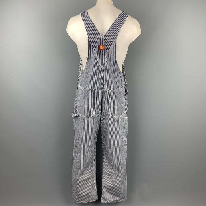 BIG BEN Size 36 Navy & White Hickory Stripe Cotton Baseball Overalls
