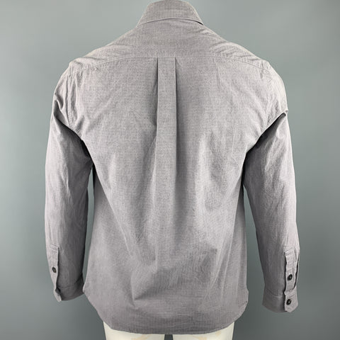 THE LOST EXPLORER Size L Gray Textured Organic Cotton Long Sleeve Shirt