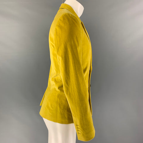 MARC JACOBS Size 36 Yellow Solid Cotton Velvet Peak Lapel Sport Coat