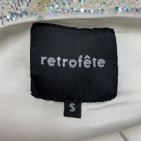 RETROFETE Robe portefeuille à paillettes en viscose crème taille S