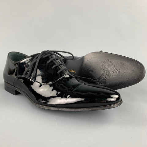 PAUL SMITH Taille 9 Chaussures habillées à lacets en cuir verni noir