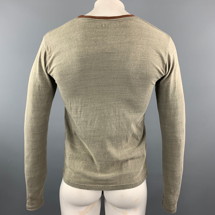 KAPITAL Size M Taupe Dyed Cotton Crew-Neck Long sleeve t-shirt