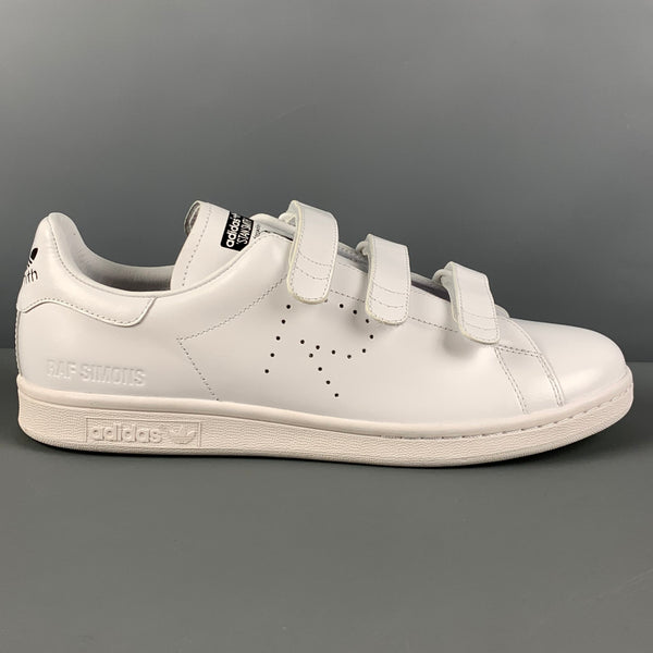 ADIDAS x RAF SIMONS Size 10.5 White Leather Velcro Closure