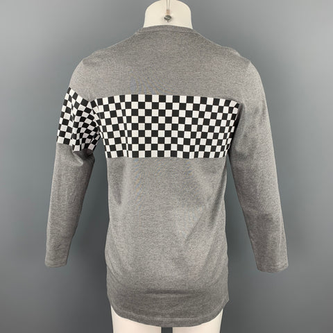 NICK WOOSTER x PAUL & SHARK Size M Grey Checkered Cotton Crew-Neck Long Sleeve T-shirt