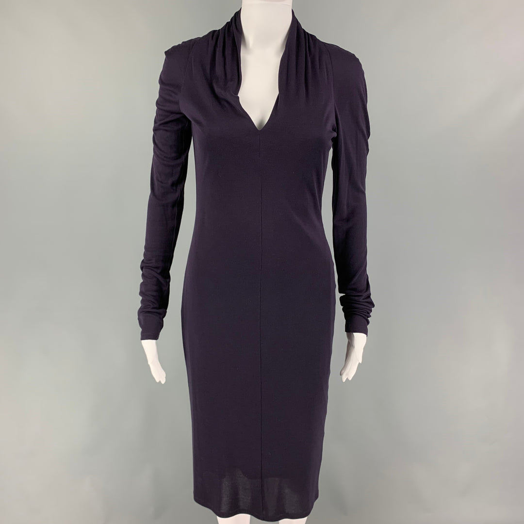 ALEXANDER MCQUEEN Size 6 Purple Viscose Long Sleeve Dress Sui Generis Designer Consignment ALEXANDER MCQUEEN Size 6 Purple Viscose Long Sleeve Dress Sui Generis Designer Consignment