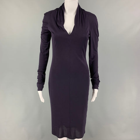 ALEXANDER MCQUEEN Size 6 Purple Viscose Long Sleeve Dress