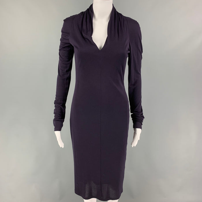 ALEXANDER MCQUEEN Size 6 Purple Viscose Long Sleeve Dress