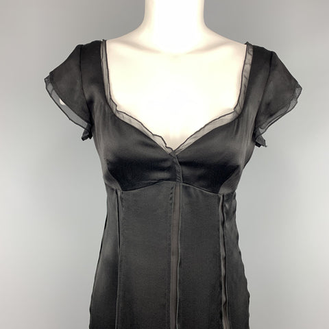 ALBERTA FERRETTI Taille 6 Robe de cocktail à panneau transparent en soie noire