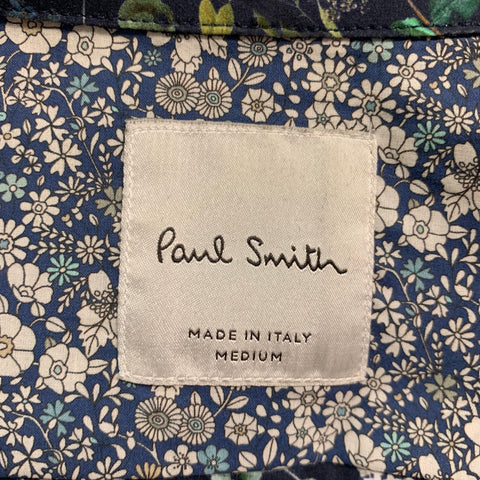 PAUL SMITH Size M Navy Multi-Color Floral Cotton Long Sleeve Shirt
