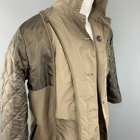 BEAMS Chest Size S Olive Polyester Buttoned Belted Long Coat
