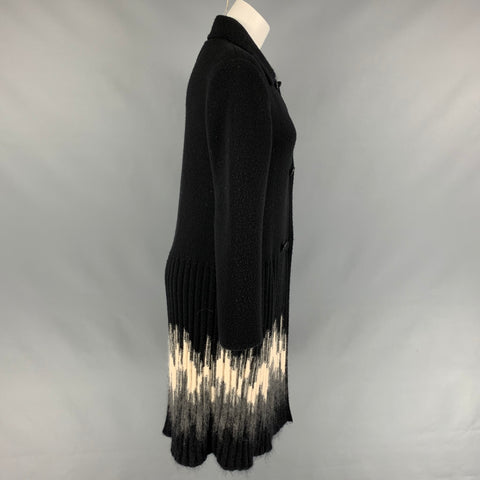 M MISSONI Talla 8 Abrigo cruzado degradado de mezcla de lana negra y beige