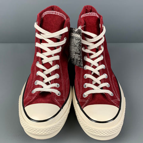 CONVERSE Size 9.5 Burgundy Suede High Top Sneakers